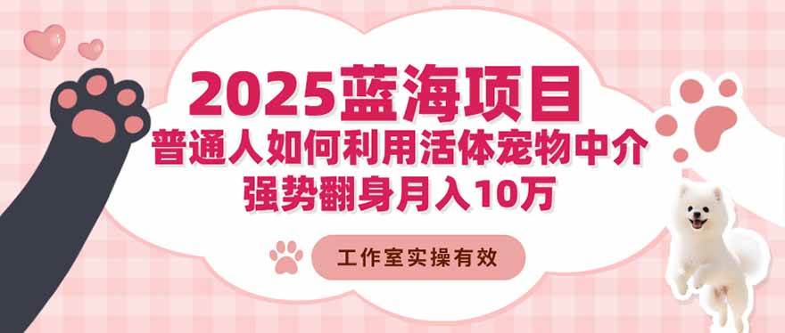 （16489期）2025蓝海项目：普通人如何利用活体宠物中介，强势翻身月入10万-佳佳云创网