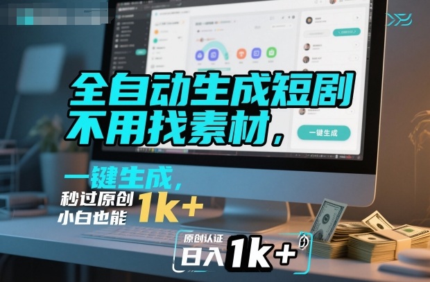 全自动生成短剧，不用找素材，不用剪辑，一键生成，秒过原创，小白也能轻松日入1k+【揭秘】-佳佳云创网