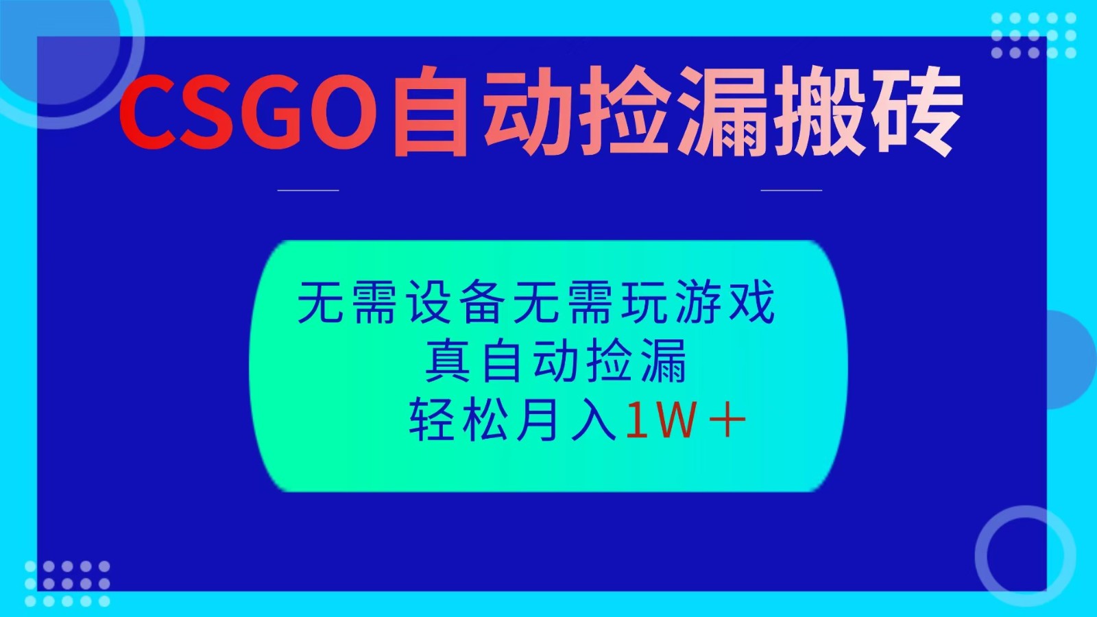 CSGO自动捡漏搬砖，当天操作当天见结果，无需了解游戏，包教包会包落地-佳佳云创网
