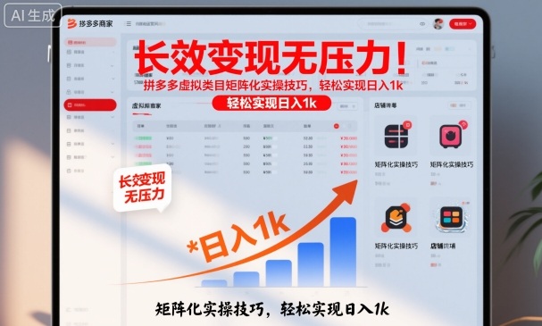 长效变现无压力！拼多多虚拟类目矩阵化实操技巧，轻松实现日入1k【揭秘】-佳佳云创网