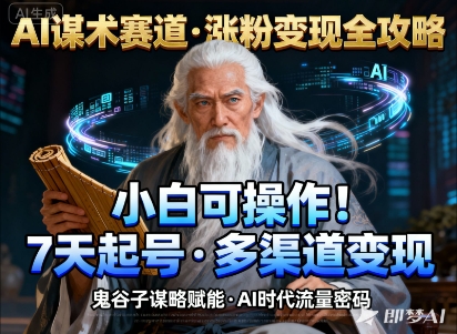 AI谋术赛道，涨粉快速，变现方式多样，小白可操作-佳佳云创网