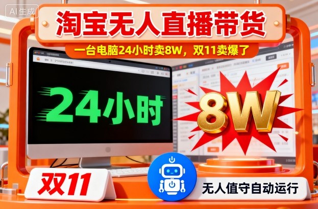 淘宝无人直播带货，一台电脑214小时卖8W，双11卖爆了【揭秘】-佳佳云创网