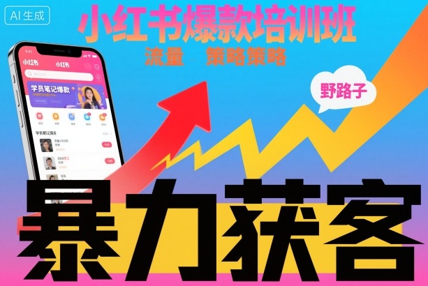 小红书爆款培训班，小红书获客野路子流量打法，暴力持续获客-佳佳云创网