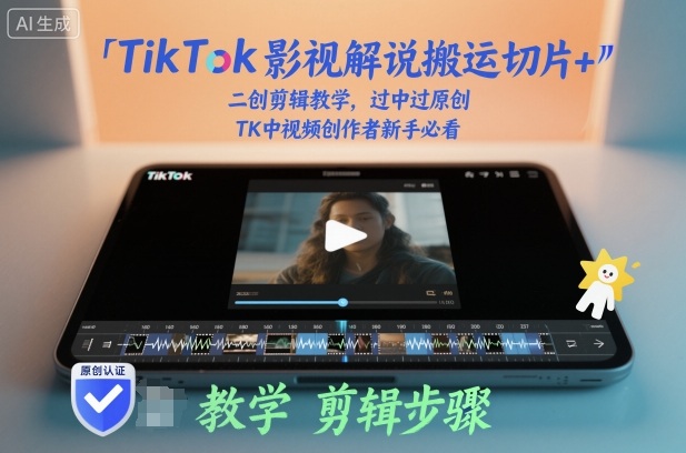 TikTok影视解说搬运切片+二创剪辑教学，过中过原创，TK中视频创作者新手必看-佳佳云创网