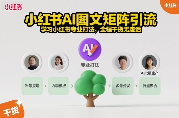 小红书AI图文矩阵引流，学习小红书专业打法，全程干货无废话-佳佳云创网