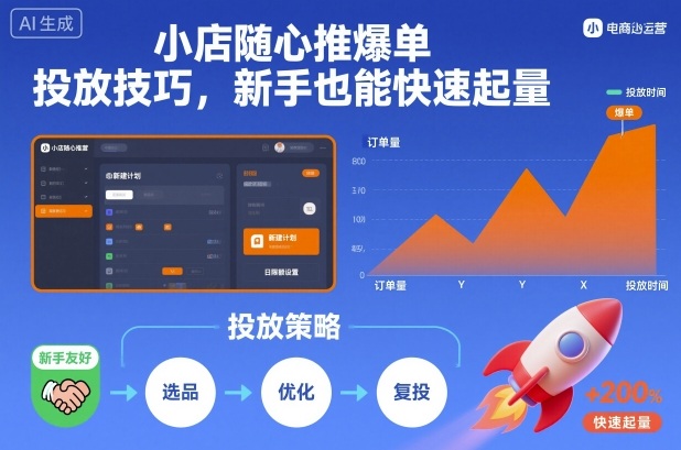 小店随心推爆单投放技巧，新手也能快速起量-佳佳云创网