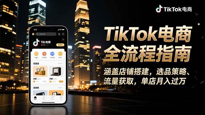 （16524期）TikTok电商全流程指南，涵盖店铺搭建、选品策略、流量获取，单店月入过万-佳佳云创网