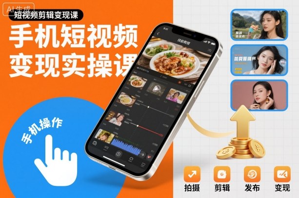 手机短视频变现实操课，短视频剪辑变现课-佳佳云创网