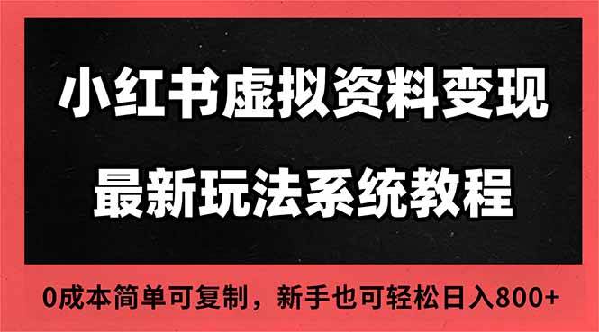（16544期）2025小红书虚拟资料最新开店运营教程，搜索流变现玩法，一人多店0成本…-佳佳云创网