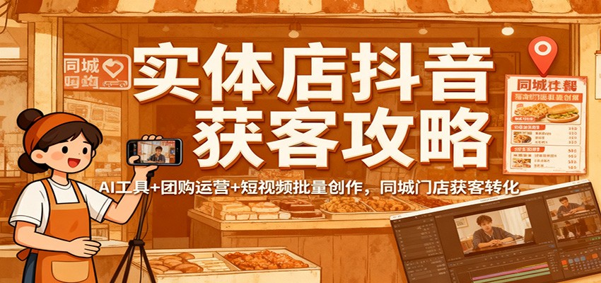 实体店抖音获客攻略：AI工具+团购运营+短视频批量创作，同城门店获客转化-佳佳云创网