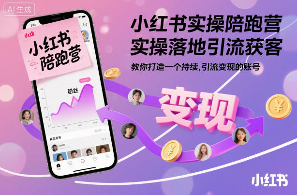 小红书实操陪跑营，实操落地引流获客，教你打造一个持续引流变现的账号-佳佳云创网