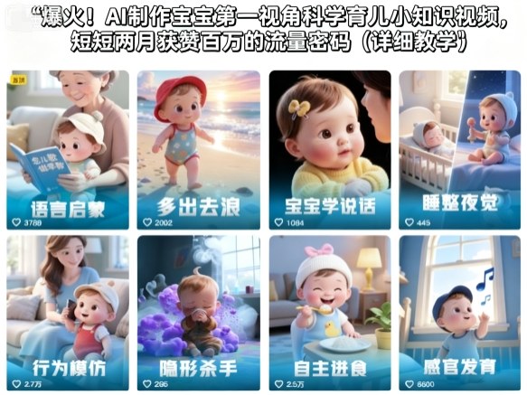 爆火！AI制作宝宝第一视角科学育儿小知识视频，短短两月获赞百万的流量密码（详细教学）-佳佳云创网