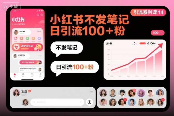引流系列课14：小红书不发笔记日引流100+粉-佳佳云创网