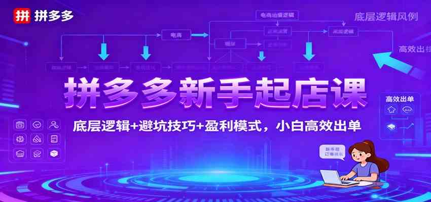 拼多多新手起店课：底层逻辑+避坑技巧+盈利模式，小白高效出单-佳佳云创网