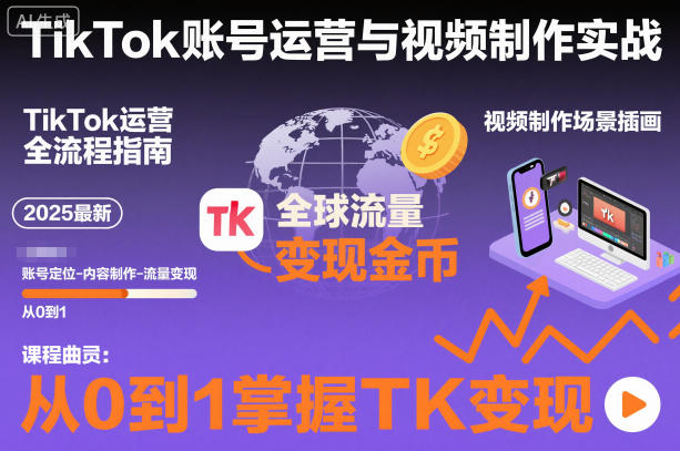 2025最新TikTok账号运营与视频制作实战全流程，从0到1掌握TK变现（含11月最新TK搬运技术）-佳佳云创网