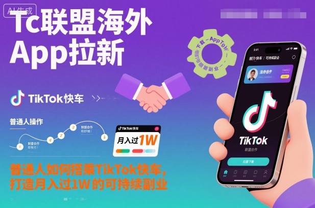 Tc联盟海外App拉新：普通人如何搭乘TikTok快车，打造月入过1W的可持续副业-佳佳云创网