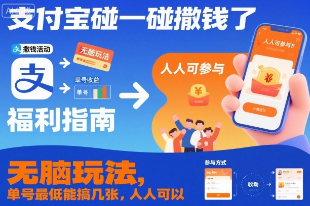 支付宝碰一碰撒钱了，无脑玩法，单号最低能搞几张，人人可以撸【揭秘】-佳佳云创网