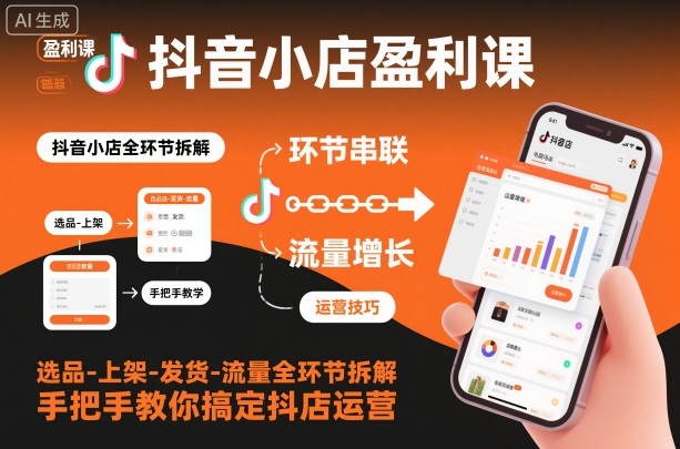 抖音小店盈利课-选品-上架-发货-流量全环节拆解，手把手教你搞定抖店运营-佳佳云创网