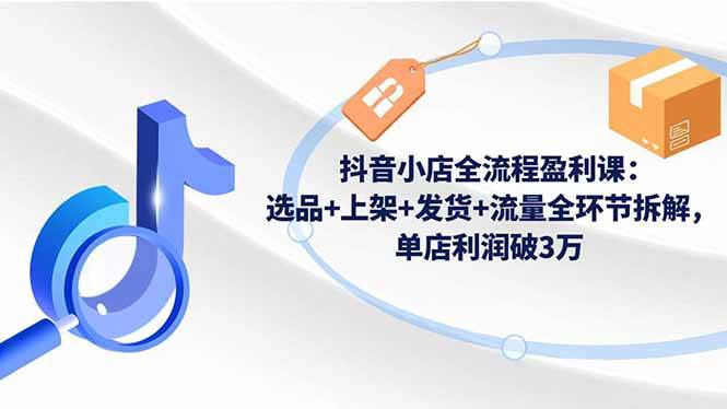（16593期）抖音小店全流程盈利课：选品+上架+发货+流量全环节拆解，单店利润破3万-佳佳云创网