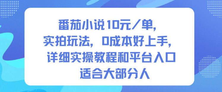 番茄小说10米每单，实拍玩法，0成本好上手，详细实操教程和平台入口适合大部分人-佳佳云创网