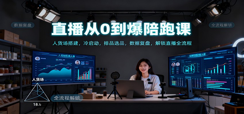 直播从0到爆陪跑课：人货场搭建，冷启动，排品选品，数据复盘，解锁直播全流程-佳佳云创网
