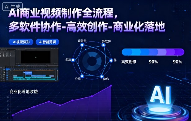 AI商业视频制作全流程，多软件协作-高效创作-商业化落地-佳佳云创网