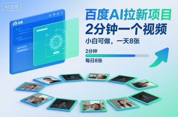 百度AI拉新项目，2分钟一个视频，小白可做，一天8张【附案例+保姆级教程】-佳佳云创网