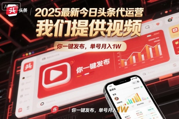 2025最新今日头条代运营，我们提供视频，你一键发布，单号月入1W【揭秘】-佳佳云创网