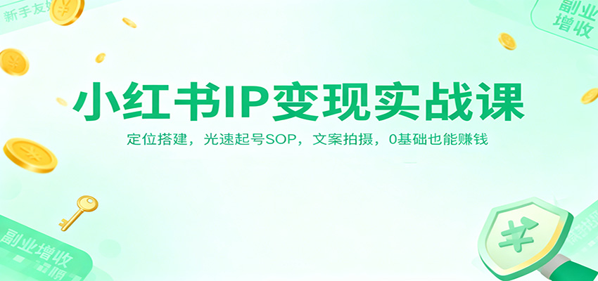 小红书IP变现实战课：定位搭建，光速起号SOP，文案拍摄，0基础也能赚钱-佳佳云创网
