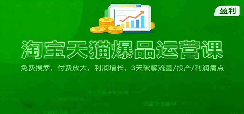 淘宝天猫爆品运营课：免费搜索，付费放大，利润增长，3 天破解流量/ 投产/利润痛点-佳佳云创网