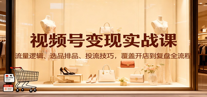 视频号变现实战课：流量逻辑、选品排品、投流技巧，覆盖开店到复盘全流程-佳佳云创网