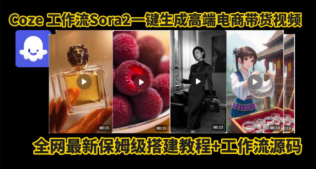 coze智能体sora2一键生成电商带货高端视频工作流保姆级拆解教程，无需剪辑，无需拍摄-佳佳云创网