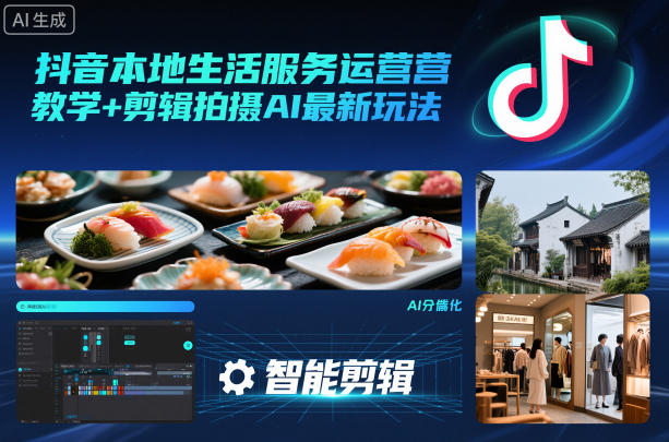 抖音本地生活服务运营教学+剪辑拍摄AI最新玩法-佳佳云创网