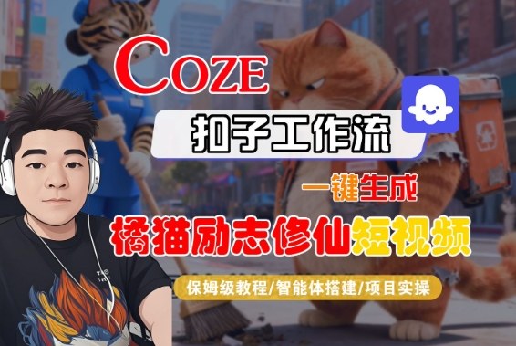 Coze扣子智能体工作流一键生成“橘猫励志修仙“短视频，全流程保姆级教学-佳佳云创网