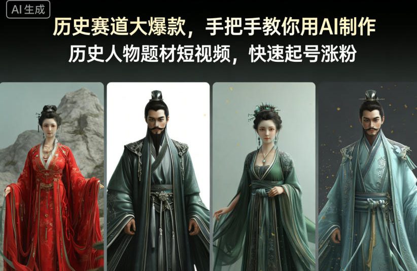历史赛道大爆款，手把手教你用AI制作历史人物题材短视频，快速起号涨粉-佳佳云创网