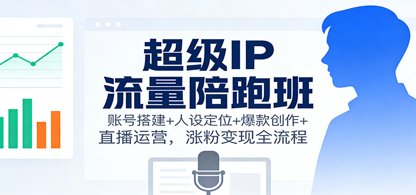 超级IP流量陪跑班：账号搭建+人设定位+爆款创作+直播运营，涨粉变现全流程-佳佳云创网