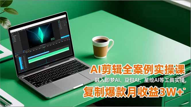 （16770期）AI剪辑全案例实操课，融入即梦AI、豆包AI、星绘AI等工具实操，复制爆款月收益3W+-佳佳云创网