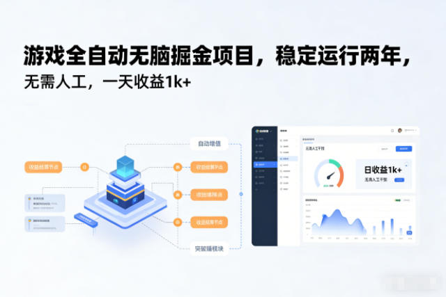 游戏全自动无脑掘金项目，稳定运行两年，无需人工，一天收益1k+【揭秘】-佳佳云创网