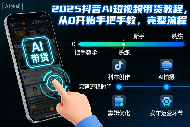 2025抖音AI短视频带货教程，从0开始手把手教，完整流程-佳佳云创网