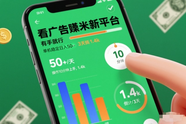 看广告賺米新平台，有手就行，单机稳定日入50+，操作10分钟上手，3天搞了1.4k【揭秘】-佳佳云创网