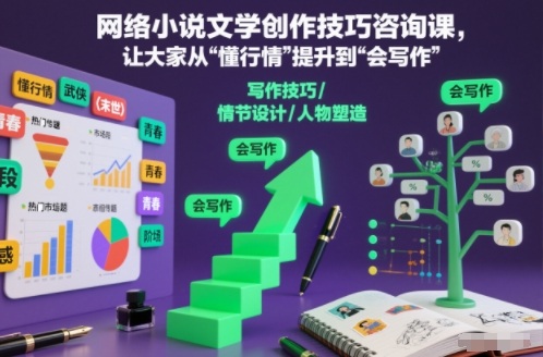 网络小说文学创作技巧咨询课，让大家从“懂行情”提升到”会写作”的高度-佳佳云创网