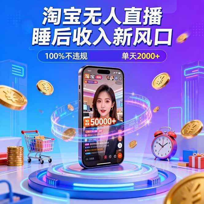（16822期）淘宝无人直播，不违规不封号，直播100小时卖了5万，年底旺季！-佳佳云创网