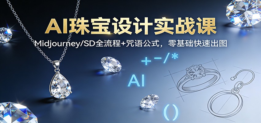 AI珠宝设计实战课：Midjourney/SD全流程+咒语公式，零基础快速出图-佳佳云创网
