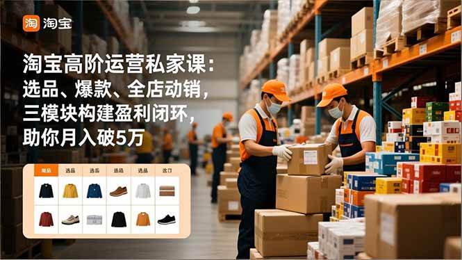 （16865期）淘宝高阶运营私家课：选品、爆款、全店动销，三模块构建盈利闭环，助你月入破5万-佳佳云创网