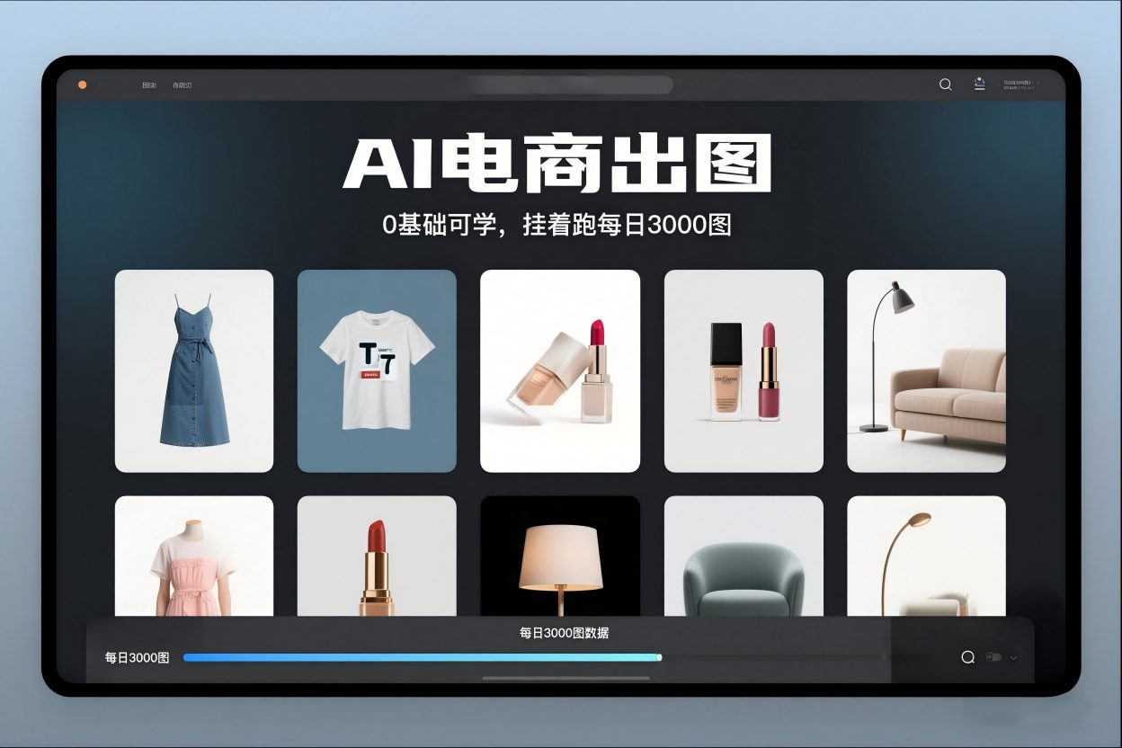 AI电商出图，0基础可学，挂着跑每日3000图-佳佳云创网