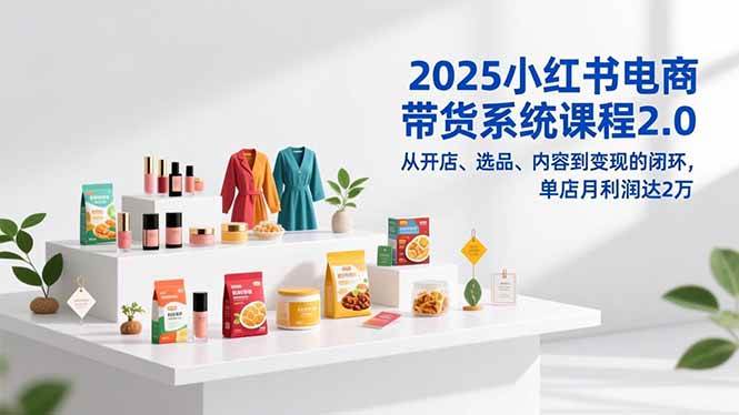 （16880期）2025小红书电商带货系统课程2.0，从开店、选品、内容到变现的闭环，单店月利润达2万-佳佳云创网