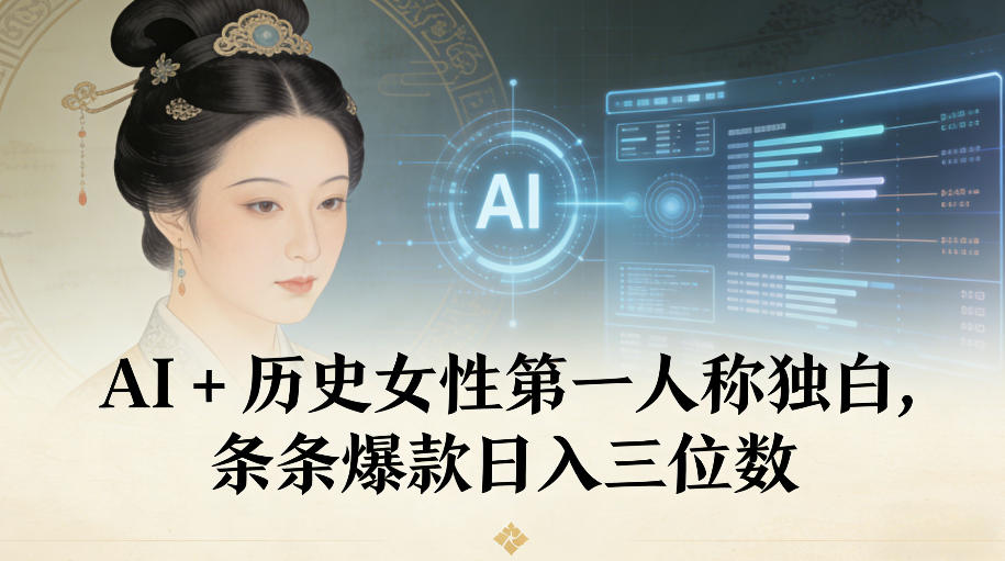 AI+历史女性第一人称独白，条条爆款日入三位数-佳佳云创网