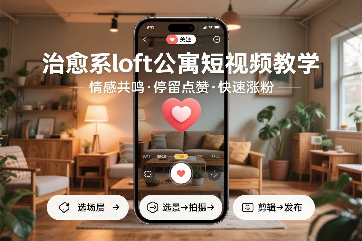 治愈系loft公寓短视频制作教学，情感共鸣引停留点赞关注，快速起号涨粉-佳佳云创网