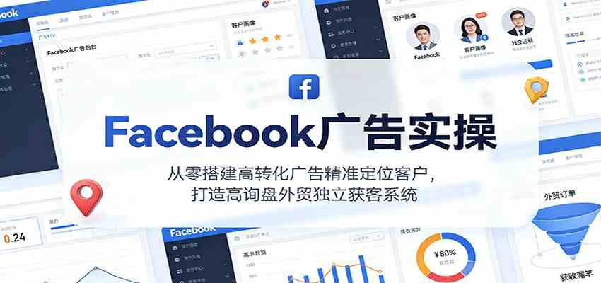 Facebook广告实操，从零搭建高转化广告精准定位客户，打造高询盘外贸独立获客系统-佳佳云创网