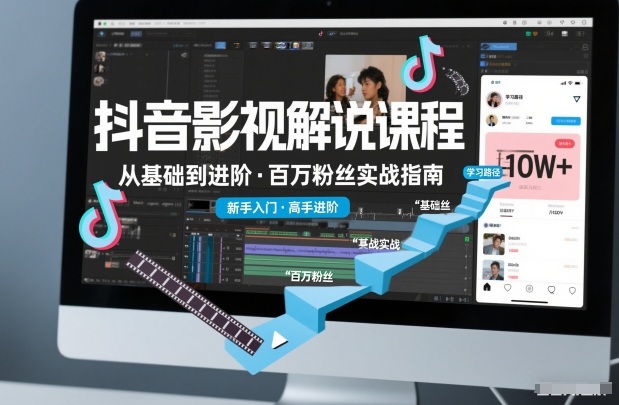 抖音百万粉丝影视解说课程，基础到进阶课，适合新手和进阶学习-佳佳云创网
